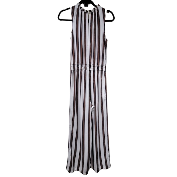 Loft Striped Rayon High Neck Jumpsuit | Size XS - Picture 2 of 16
